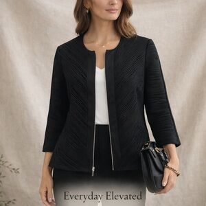 Alfani Black Textured Zip Jacket – Size XS